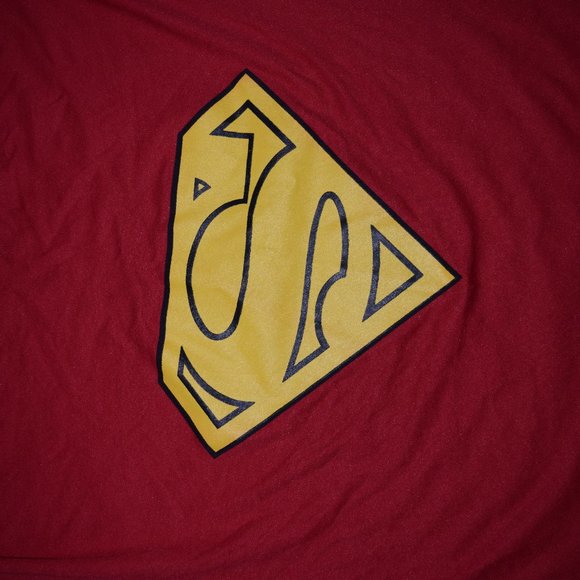 Adult L Supermand T shirt w/ removable cape for Halloween or Super Hero Party - Picture 3 of 6